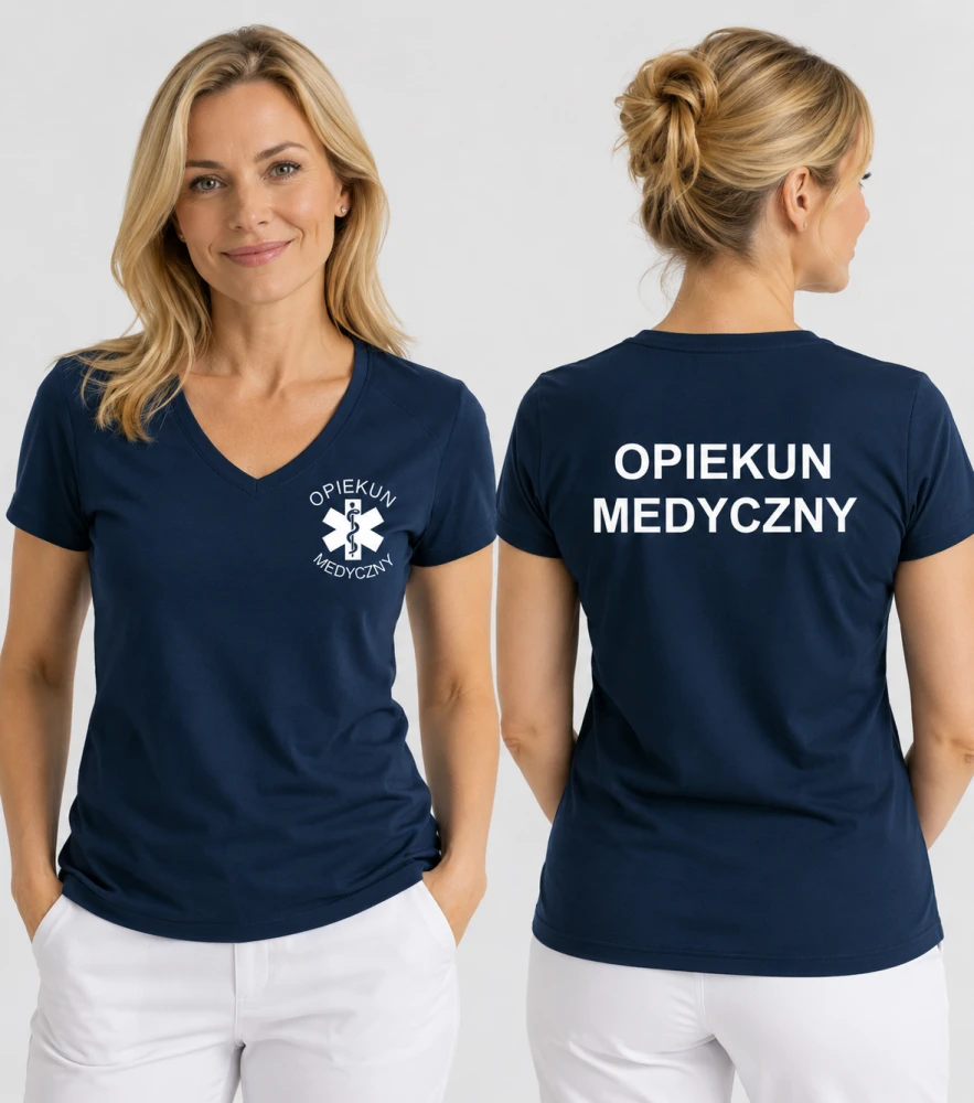 Koszulka V-neck Damska Opiekun Medyczny 180g - Dream