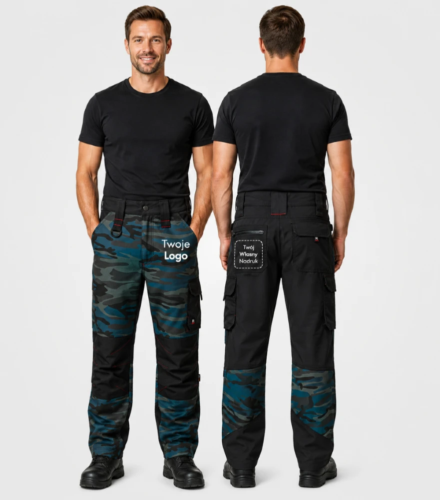Spodnie Męskie Robocze z Własnym Nadrukiem – Vertex Camo