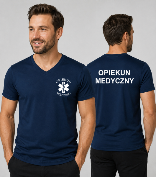 Koszulka V-neck Męska Opiekun Medyczny 180g - Slim Fit
