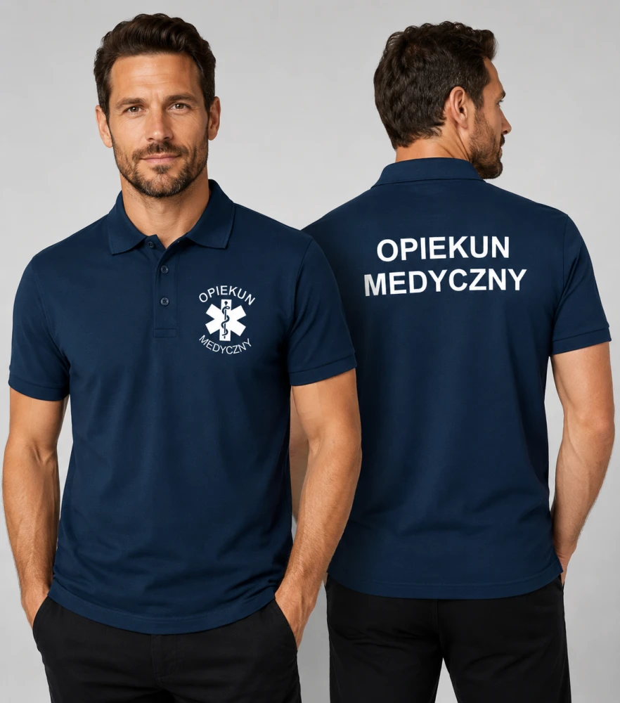Koszulka Polo Męska Opiekun Medyczny 180g - Pique