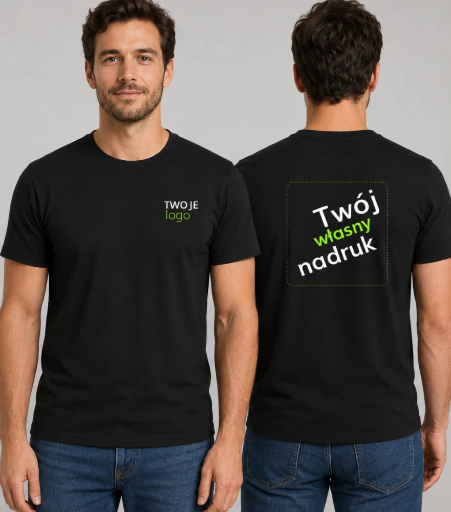 Koszulka Męska T-shirt z Własnym Nadrukiem 160g - Basic
