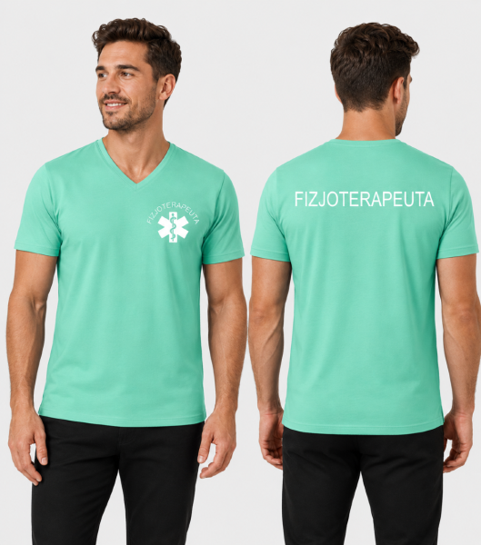 Koszulka V-neck Męska Fizjoterapeuta 180g - Slim Fit