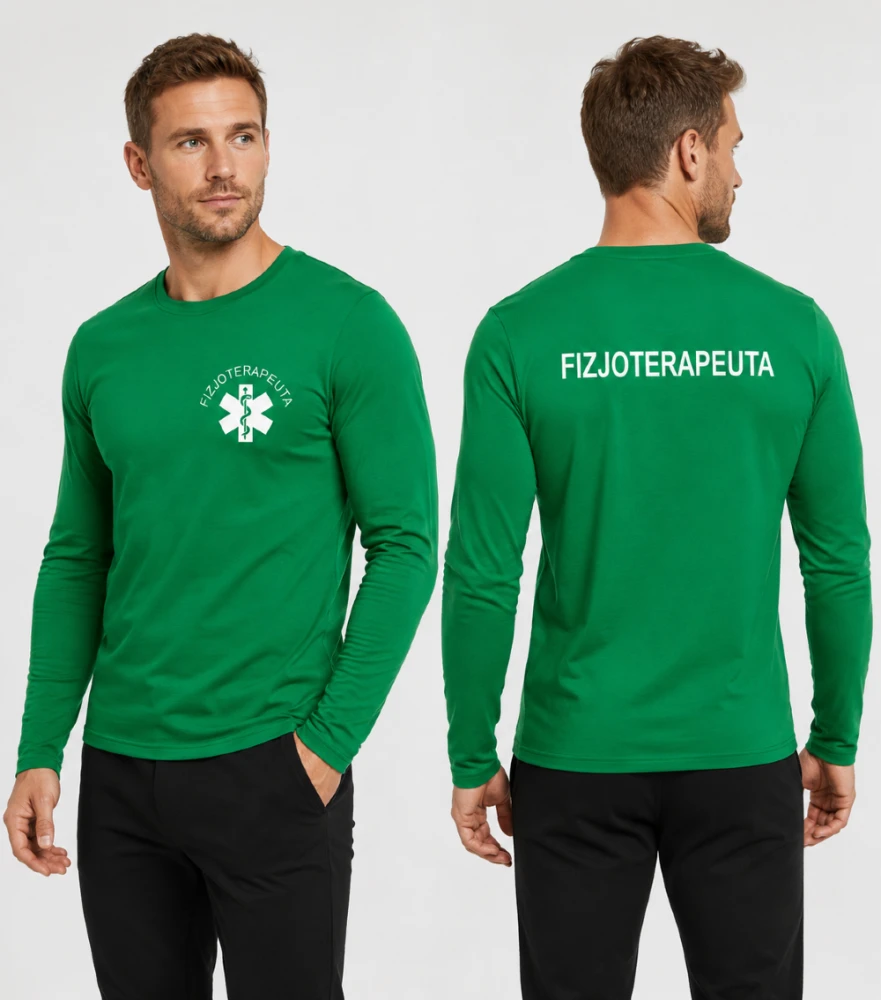Koszulka Męska Medyczna Długi Rękaw Fizjoterapeuta