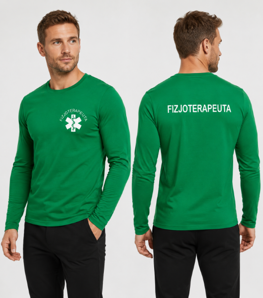 Koszulka Męska Medyczna Długi Rękaw Fizjoterapeuta