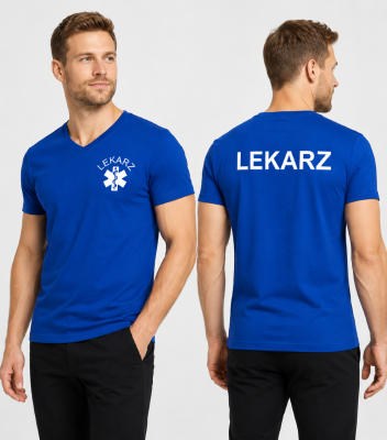 Koszulka V-neck Męska Lekarz 180g - Slim Fit