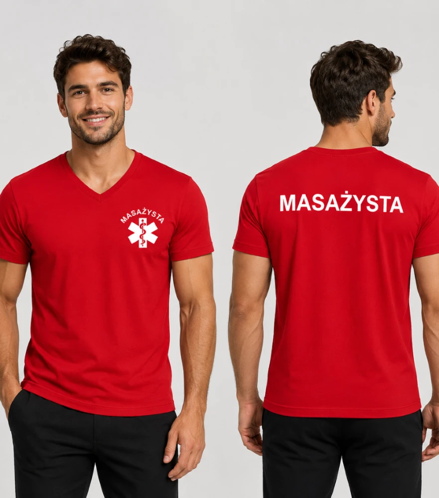 Koszulka V-neck Męska Masażysta 180g - Slim Fit