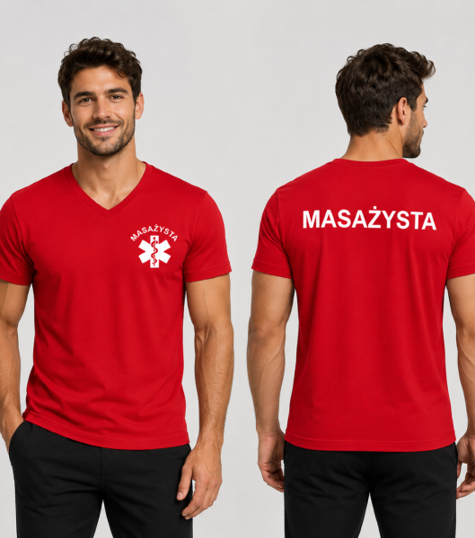 Koszulka V-neck Męska Masażysta 180g - Slim Fit