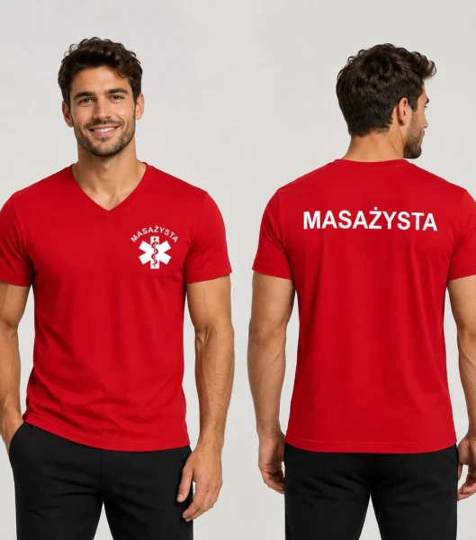 Koszulka V-neck Męska Masażysta 180g - Slim Fit