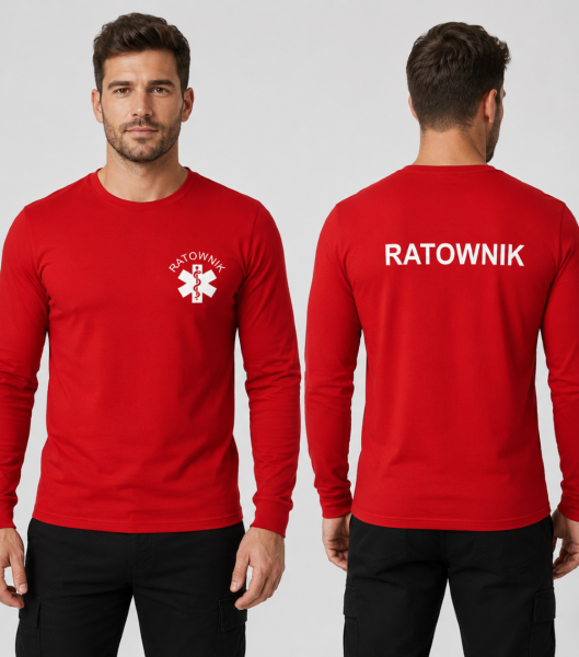 Koszulka Męska Medyczna Długi Rękaw Ratownik