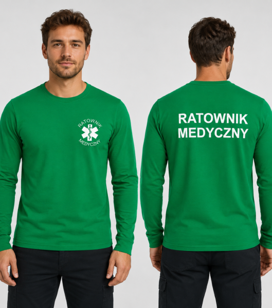 Koszulka Męska Medyczna Długi Rękaw Ratownik Medyczny