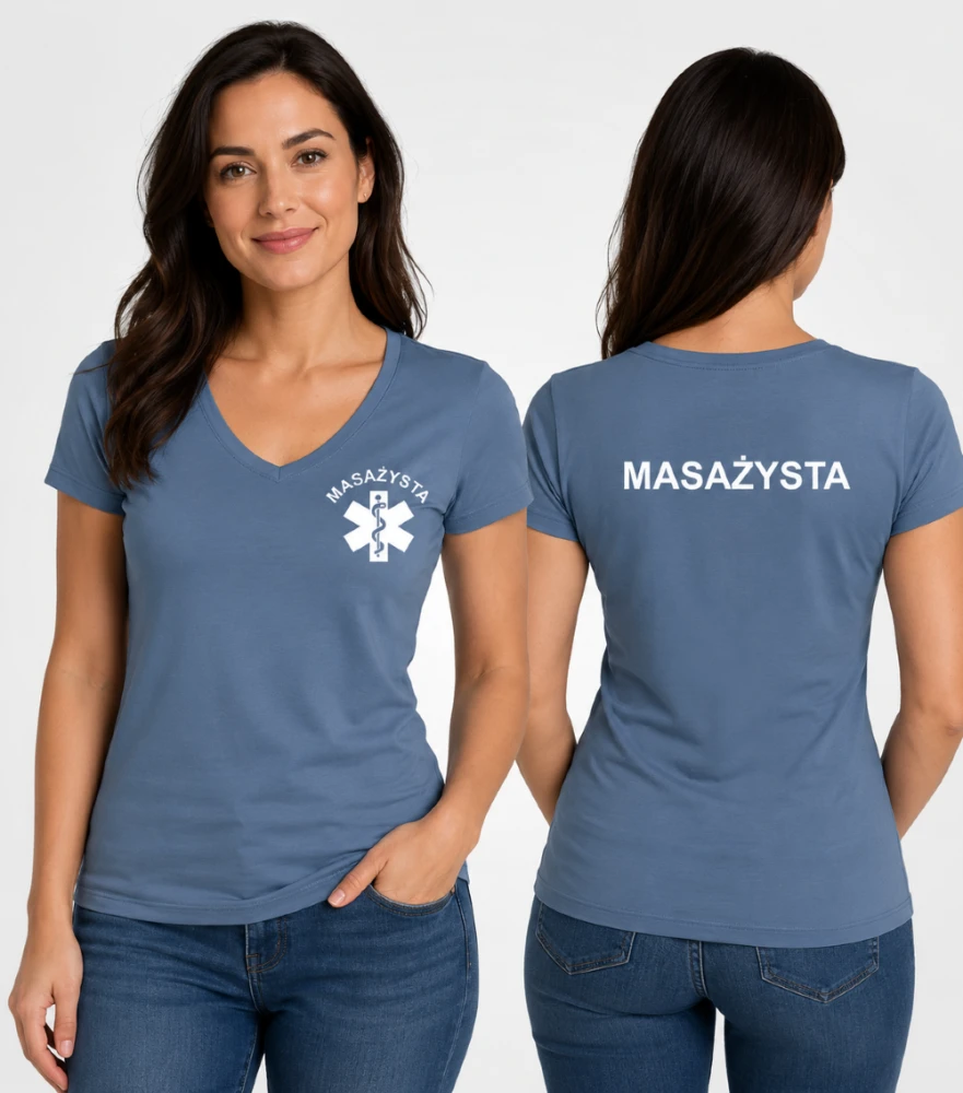 Koszulka V-neck Damska Masażysta 180g - Fit V-neck