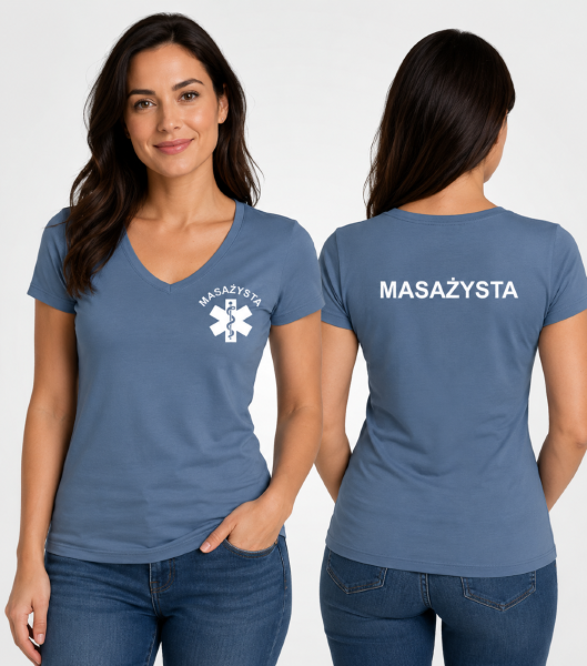 Koszulka V-neck Damska Masażysta 180g - Fit V-neck