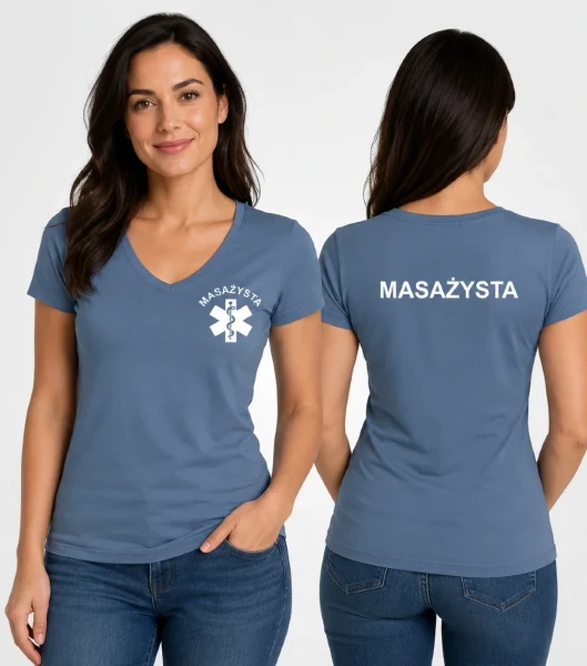 Koszulka V-neck Damska Masażysta 180g - Fit V-neck
