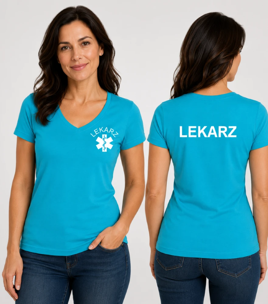 Koszulka V-neck Damska Lekarz 180g - Fit V-neck