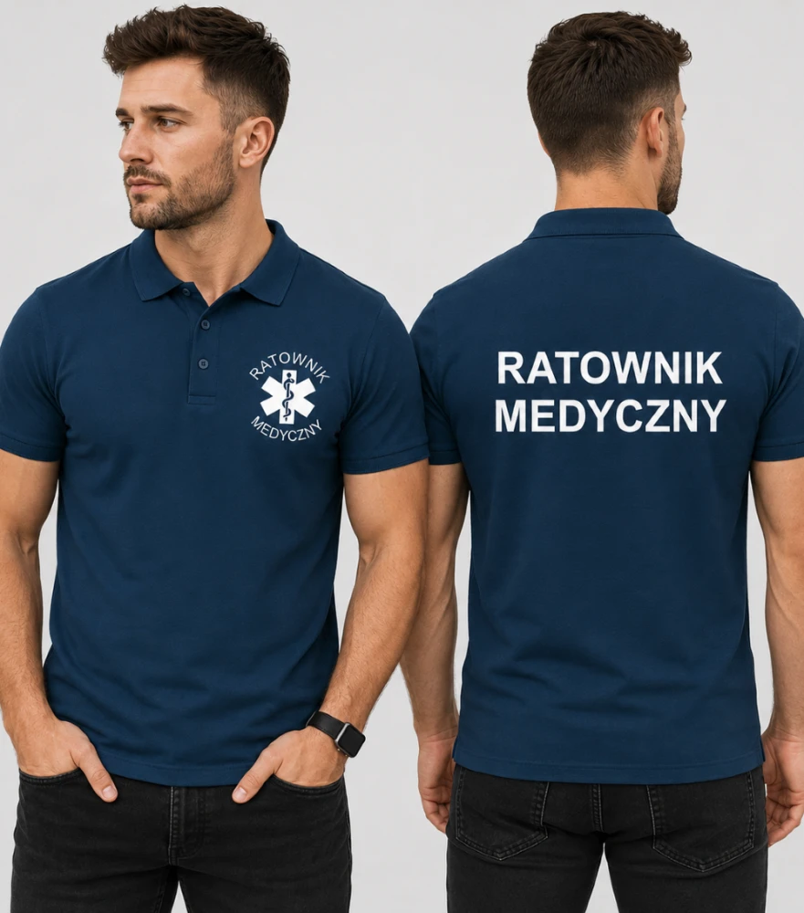 Koszulka Polo Męska Ratownik Medyczny 200g - Pique