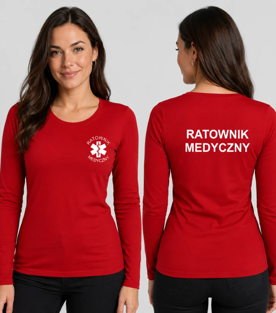 Koszulka Długi Rękaw Damska Ratownik Medyczny 180g - Slim