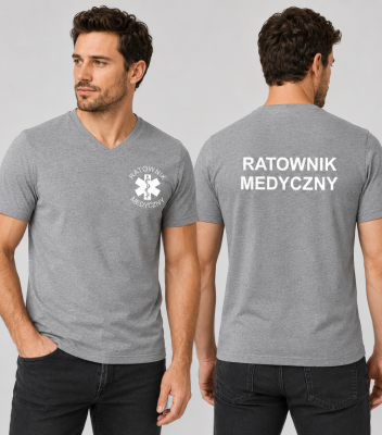 Koszulka V-neck Męska Ratownik Medyczny 180g - Slim Fit