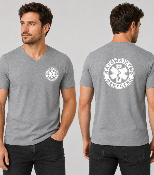 Koszulka V-neck Męska Ratownictwo Medyczne 180g - Slim Fit
