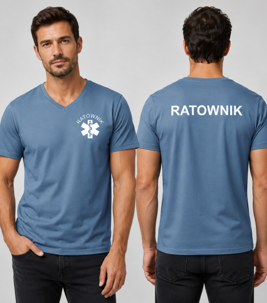 Koszulka V-neck Męska Ratownik 180g - Slim Fit
