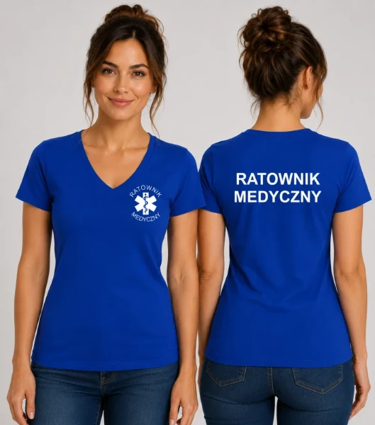 Koszulka V-neck Damska Ratownik Medyczny 180g - Dream