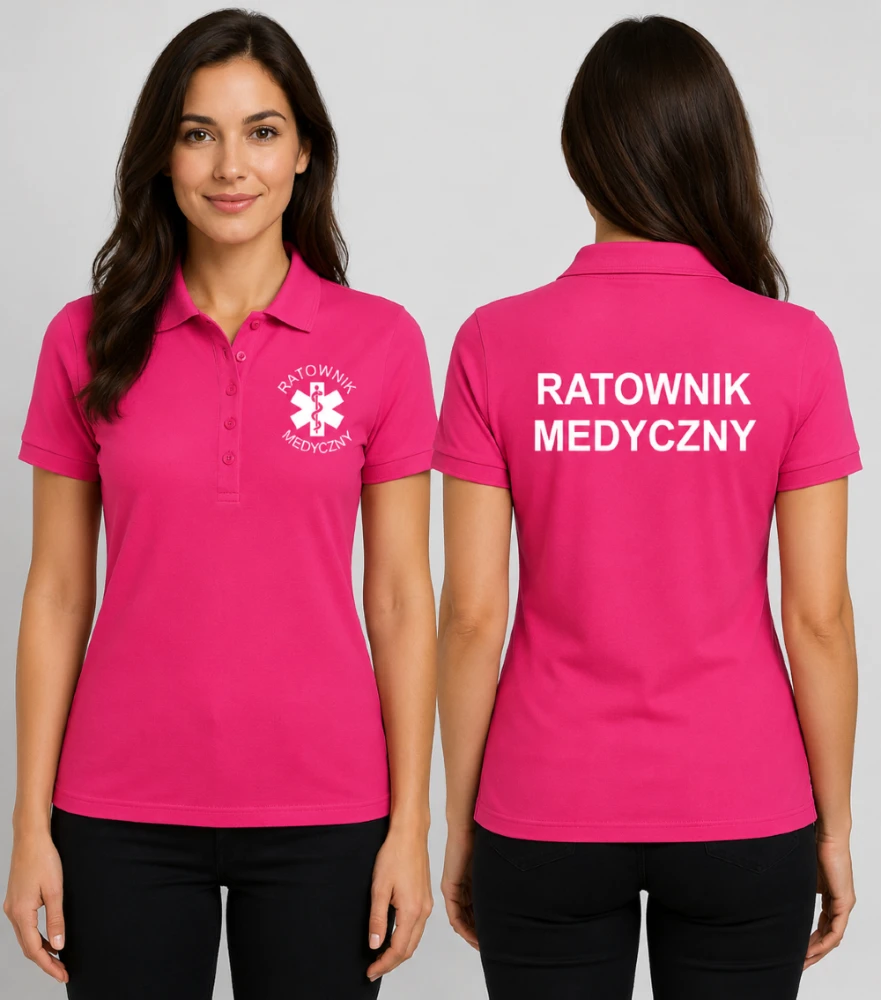 Koszulka Polo Damska Ratownik Medyczny 200g - Pique