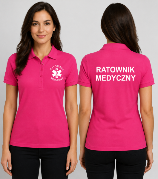 Koszulka Polo Damska Ratownik Medyczny 200g - Pique