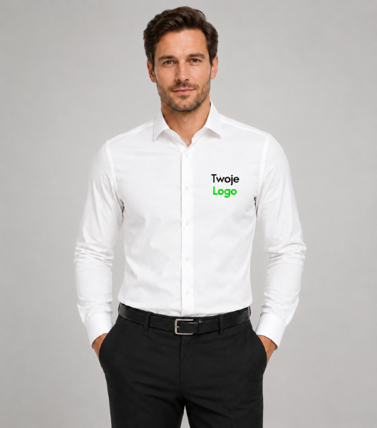 Koszula Męska Długi Rękaw z Własnym Nadrukiem 110g – Fitted Stretch