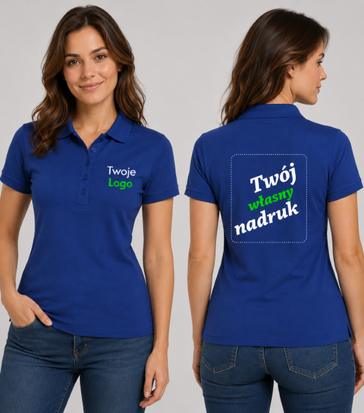 Koszulka Damska Polo z Własnym Nadrukiem 180g - Single J.