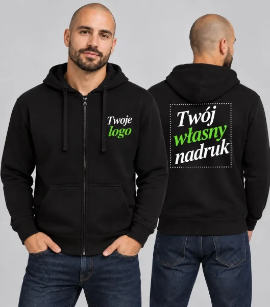 Bluza Męska Rozpinana z Kapturem i Własnym Nadrukiem 290g - JHK Zip Hood