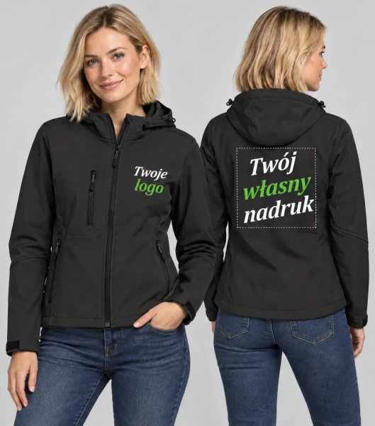 Kurtka Damska Softshell z Kapturem i Własnym Nadrukiem 340g - JHK Windstorm Lady