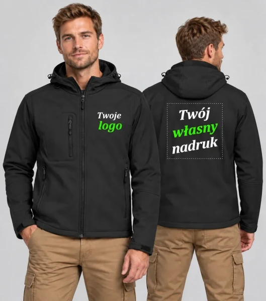 Kurtka Męska Softshell z Kapturem i Własnym Nadrukiem 340g - JHK Windstorm Man