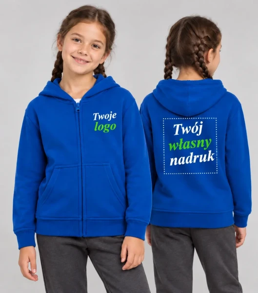 Bluza Dziecięca Rozpinana z Kapturem i Własnym Nadrukiem 290g - JHK Kid Zip Hood
