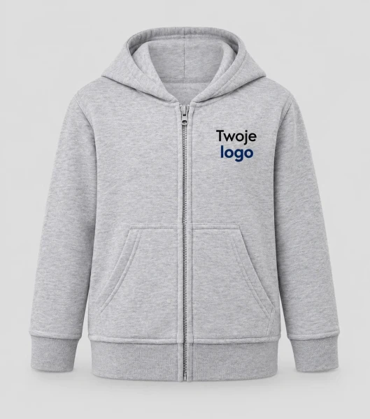 JHK Kid Zip Hood - jasnoszary melanż - Twoje logo