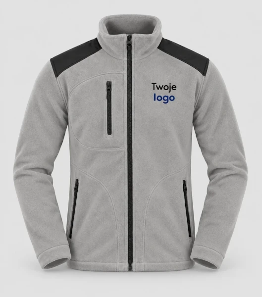 JHK Premium Fleece - jasnoszary - czarny - Twoje logo