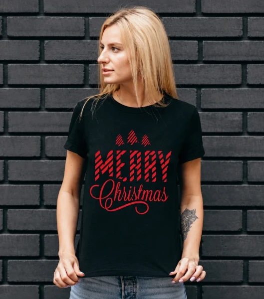 Koszulka Damska Merry Christmas na modelce