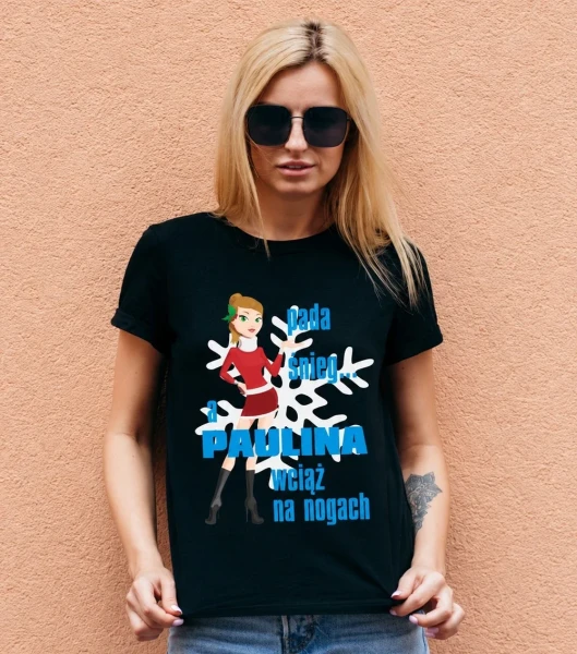 Koszulka Damska T-Shirt Pada Śnieg + imię