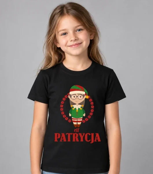 Koszulka Dziecięca Świąteczna Elf + imię na dziecku