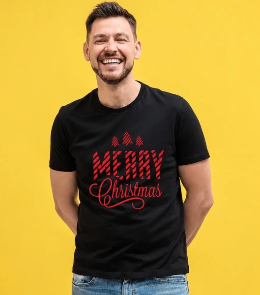 Koszulka Męska Świąteczna Merry Christmas – na modelu