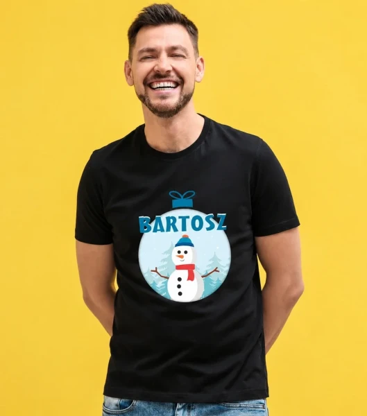 Koszulka Męska T-Shirt Z Mikołajem + imię