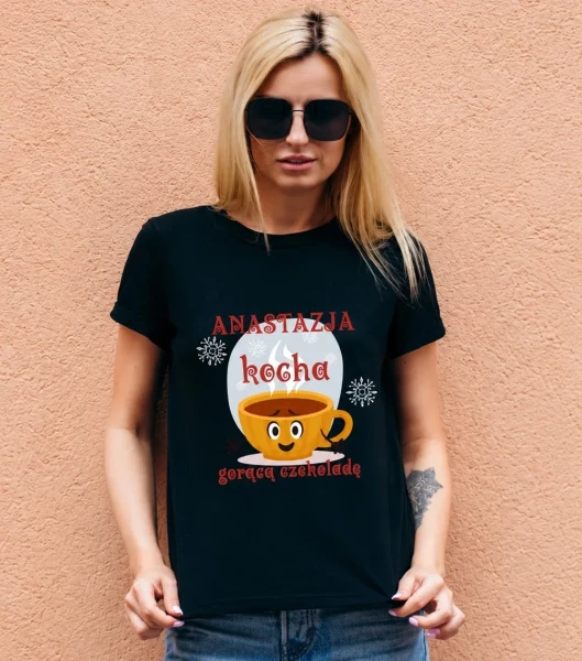 Koszulka Damska Świąteczna Z Imieniem na modelce