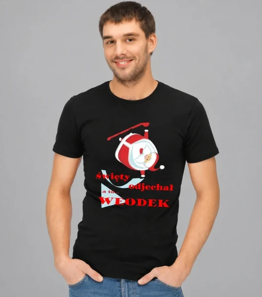Koszulka Męska T-Shirt Święty Odjechał + imię