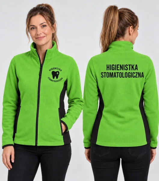 Polar Damski Higienistka stomatologiczna 220g - Frosty – green apple – na modelu, przód i tył