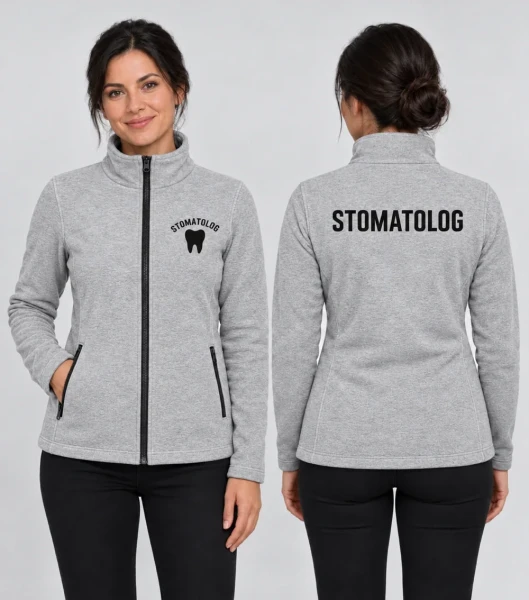 Polar Damski Stomatolog 300g - Factor – srebrny melanż – na modelu, przód i tył