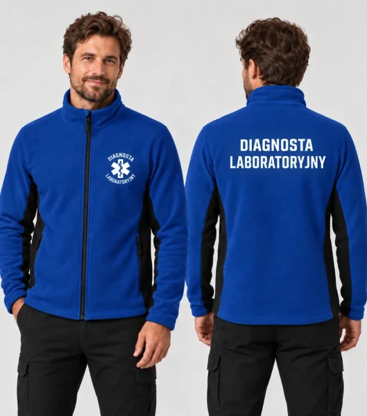 Polar Męski Diagnosta laboratoryjny 220g - Frosty – chabrowy – na modelu, przód i tył