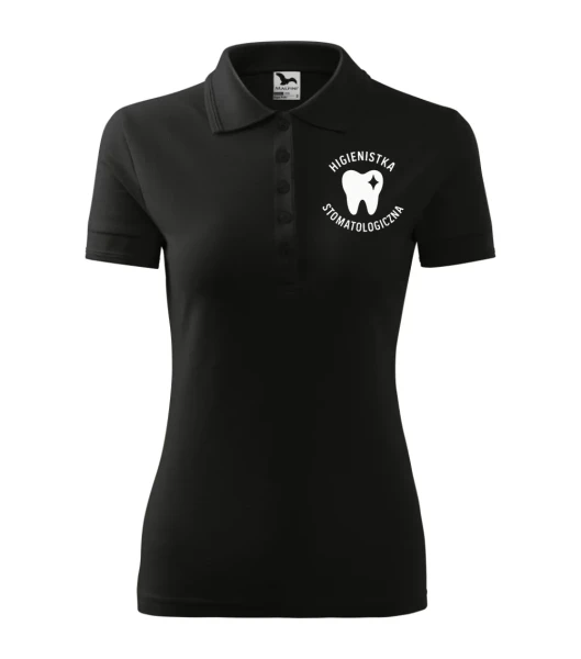 Koszulka Polo Damska Higienistka stomatologiczna 200g - Pique – czarny – przód bez modela