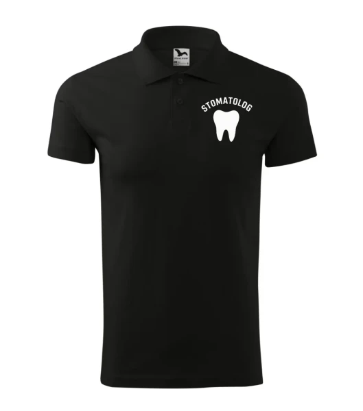 Koszulka Polo Męska Stomatolog 180g - Single J. – czarny – przód bez modela
