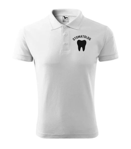 Koszulka Polo Męska Stomatolog 200g - Pique – biały – przód bez modela