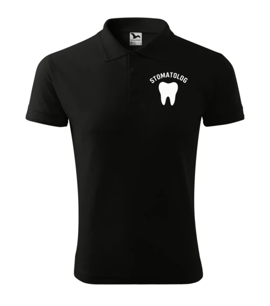 Koszulka Polo Męska Stomatolog 200g - Pique – czarny – przód bez modela