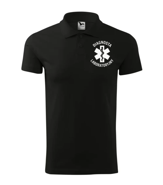 Koszulka Polo Męska Diagnosta laboratoryjny 180g - Single J. – czarny – przód bez modela