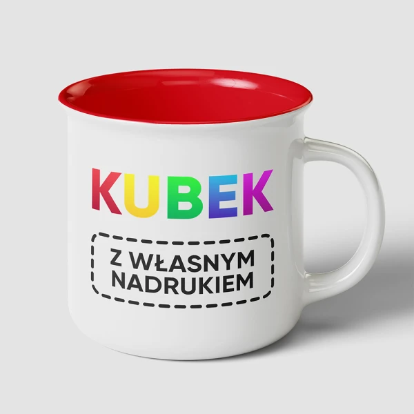Kubek Retro Z Logo Firmy Czerwony